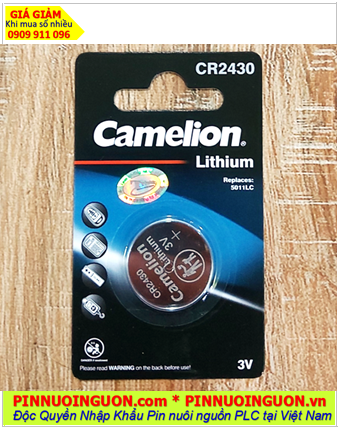 Camelion CR2430; Pin 3v lithium Camelion CR2430 (24mmx3mm) _Vỉ 1viên